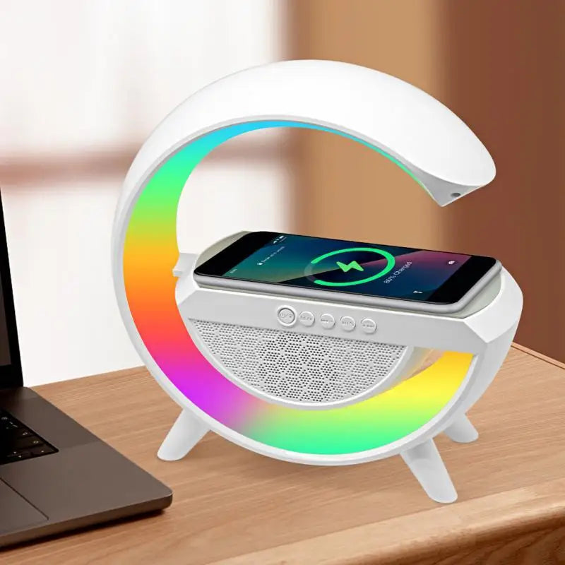 Caixa de Som G-Speaker Carregador Sem Fio Bluetooth RGB Lâmpada De Mesa LED Atmosfera