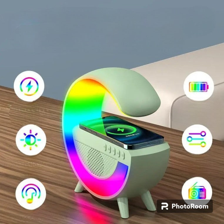 Caixa de Som G-Speaker Carregador Sem Fio Bluetooth RGB Lâmpada De Mesa LED Atmosfera