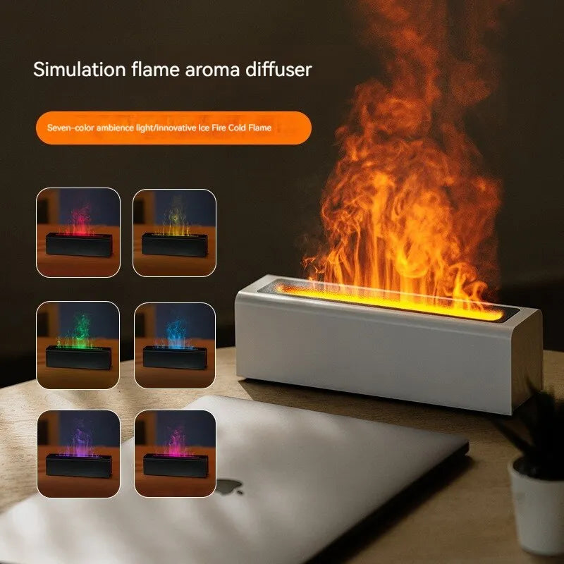 Difusor umidificador de ar quadrado, USB Fragrância Office Home simulação de chama