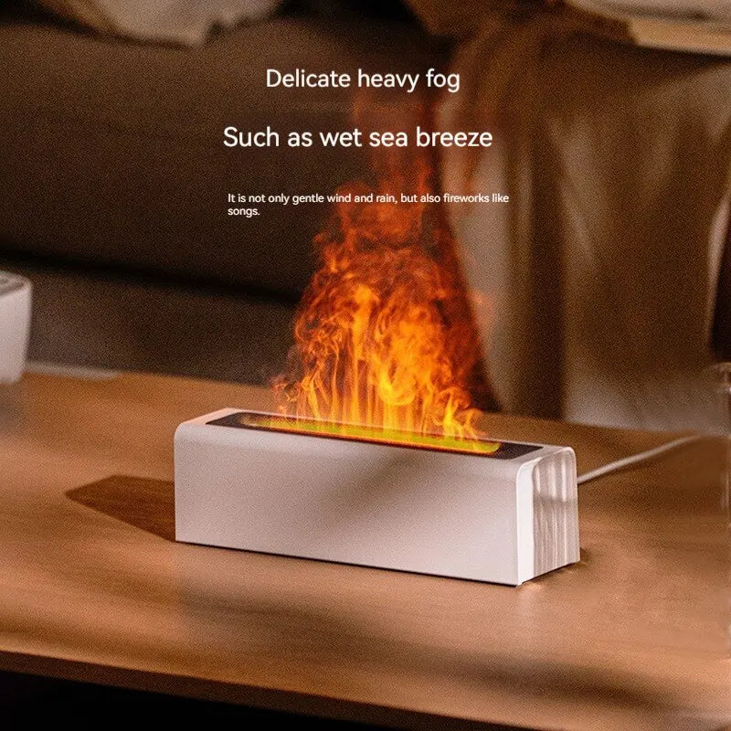 Difusor umidificador de ar quadrado, USB Fragrância Office Home simulação de chama