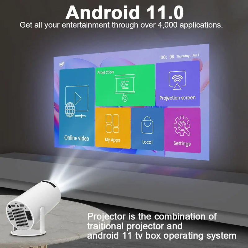 Projetor Magcubic 4K Android 11, 1080P, 1280x720p Tenha um Cinema em casa